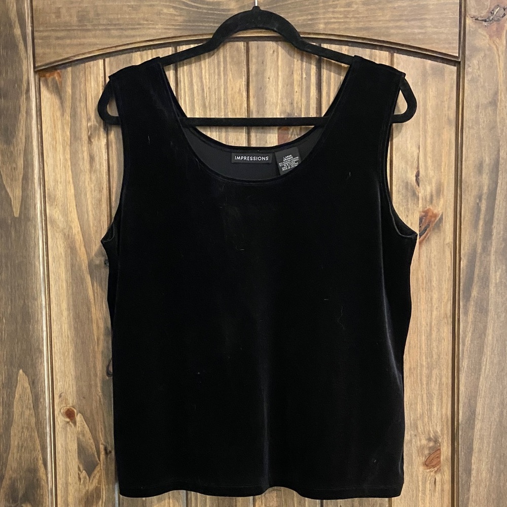 Impressions Elegant Black Velvet Tank Top